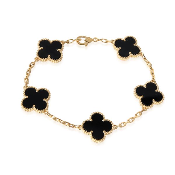 Van Cleef Arpels Alhambra Onyx Bracelet in 18k Yellow Gold Van Cleef Arpels Alhambra Onyx Bracelet in 18k Yellow Gold