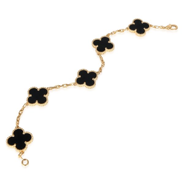 131524 pv Van Cleef Arpels Alhambra Onyx Bracelet in 18k Yellow Gold