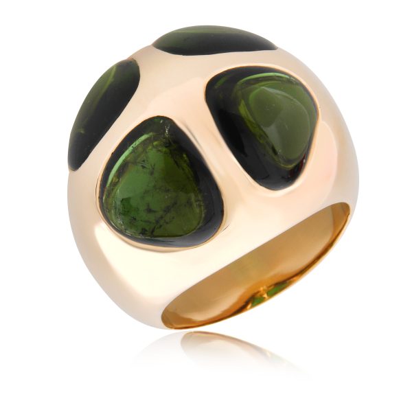 131587 av Pomellato Iconica Green Tourmaline Cocktail Ring in 18k Yellow Gold