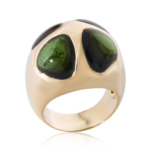 131587 pv Pomellato Iconica Green Tourmaline Cocktail Ring in 18k Yellow Gold