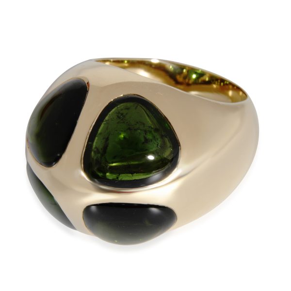 131587 sv Pomellato Iconica Green Tourmaline Cocktail Ring in 18k Yellow Gold