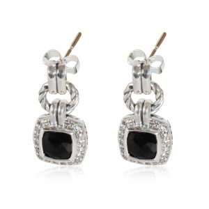 David Yurman Albion Onyx Diamond Earrings in Sterling Silver Cart