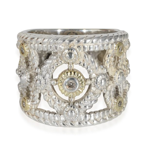 Judith Ripka Cigar Band Ring in 18k Yellow GoldSterling Silver 005 CTW Judith Ripka Cigar Band Ring in 18k Yellow GoldSterling Silver 005 CTW