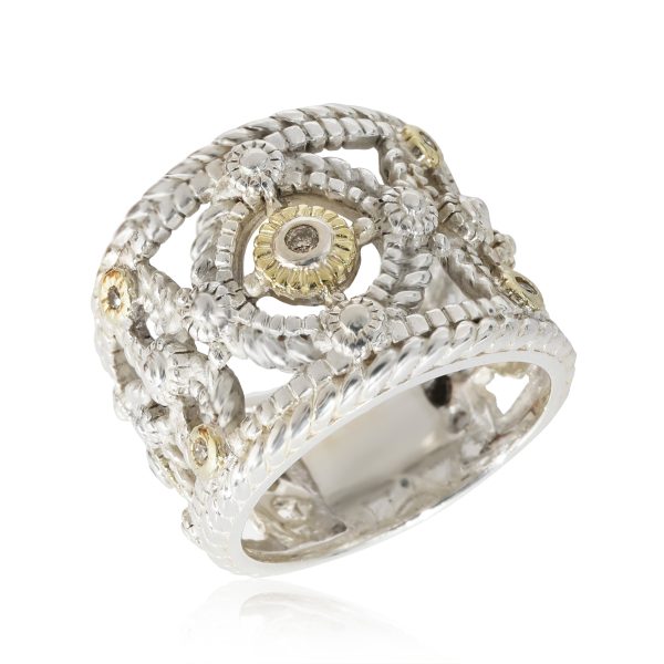 131650 pv bee84d6c 461a 42df b01f b10da3ea9489 Judith Ripka Cigar Band Ring in 18k Yellow GoldSterling Silver 005 CTW