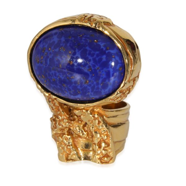 YSL Artsy Cocktail Ring with Blue Faux Stone YSL Artsy Cocktail Ring with Blue Faux Stone