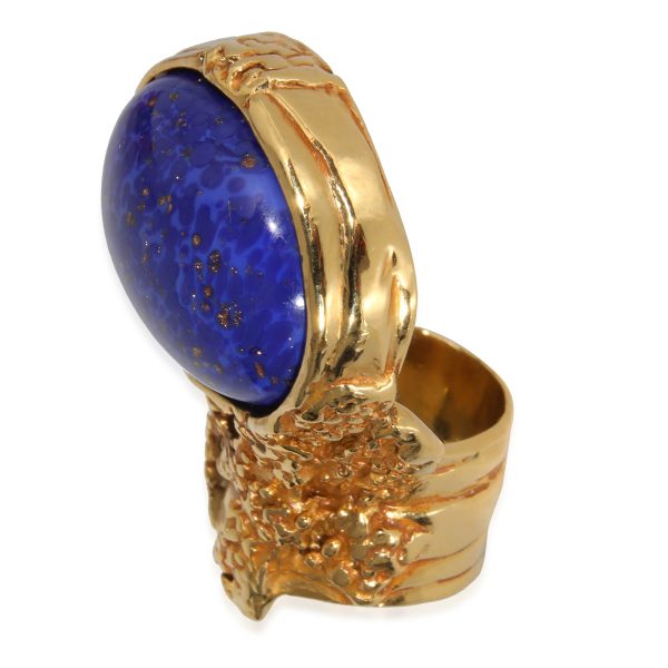 131715 pv 07d392e0 25c8 465e 8647 a6a478655733 YSL Artsy Cocktail Ring with Blue Faux Stone