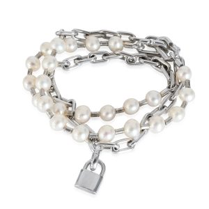 Tiffany Co HardWear Lock Fresh Water Pearl Bracelet in Sterling Silver Christian Dior Calfskin Leather Crossbody Shoulder Black