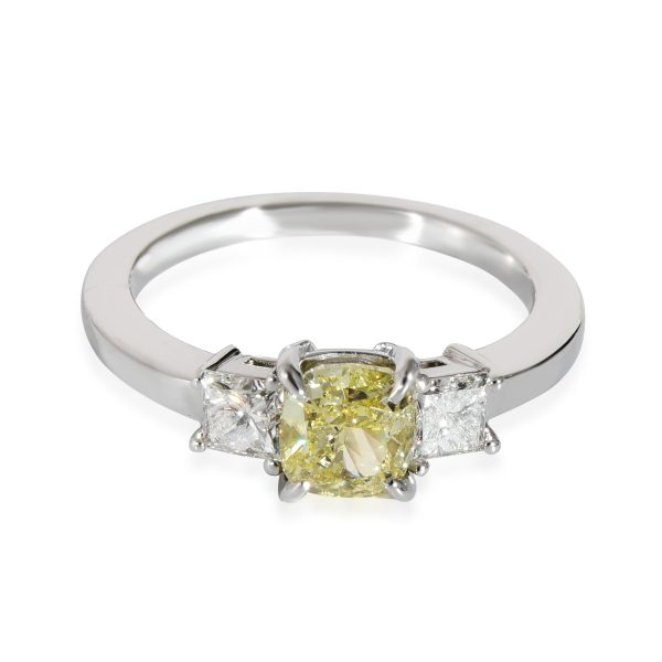 Fancy Intense Yellow Cushion Engagement Ring in Platinum VS1 131 CTW Fancy Intense Yellow Cushion Engagement Ring in Platinum VS1 131 CTW