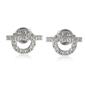 Hermès Finesse Diamond Stud Earrings in 18k White Gold 092 Ctw 7 Stone U Prong Diamond Band in 14K White Gold 05 CTW