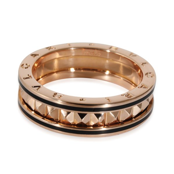 132012 bv BVLGARI Bzero1 Rock Ring with Black Ceramic in 18k Rose Gold