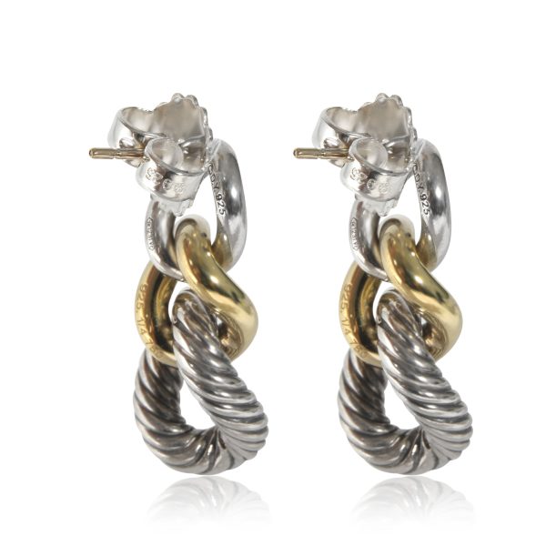 132169 sv David Yurman Belmont Curb Link Drop Earrings in SS 18K Gold