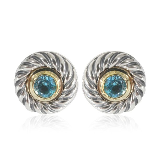 David Yurman Cable Cookie Earring With Blue Topaz in 14KT GoldSterling Silver David Yurman Cable Cookie Earring With Blue Topaz in 14KT GoldSterling Silver