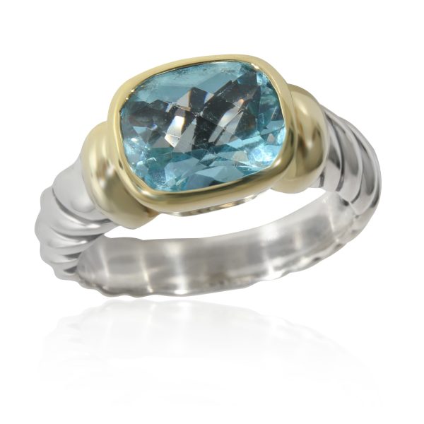 132171 av David Yurman Cable Collection Blue Topaz Ring in 14k GoldSterling Silver