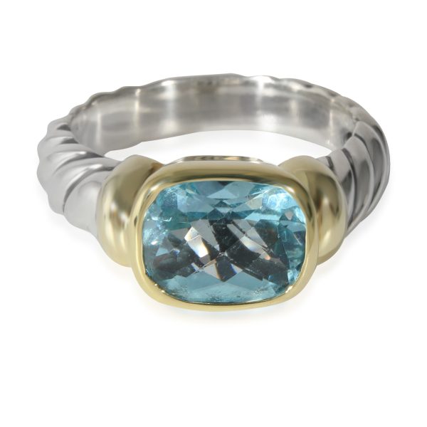 David Yurman Cable Collection Blue Topaz Ring in 14k GoldSterling Silver David Yurman Cable Collection Blue Topaz Ring in 14k GoldSterling Silver