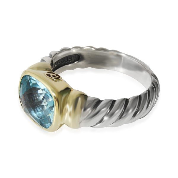 132171 sv David Yurman Cable Collection Blue Topaz Ring in 14k GoldSterling Silver