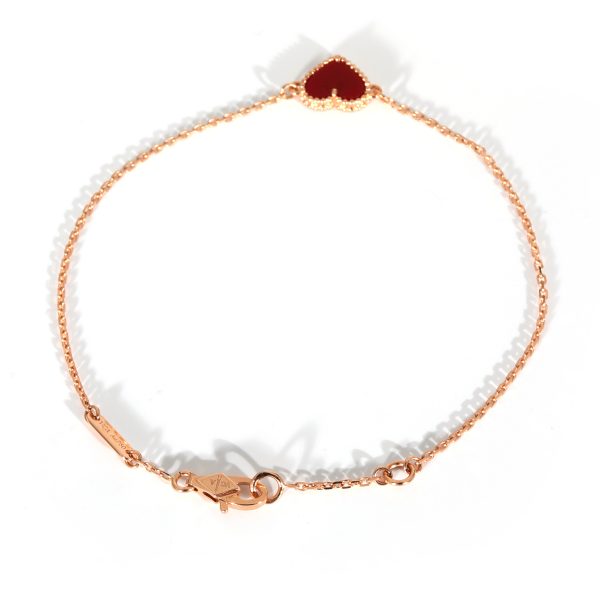 132231 bv Van Cleef Arpels Sweet Alhambra Bracelet With Carnelian Heart in 18KT Gold