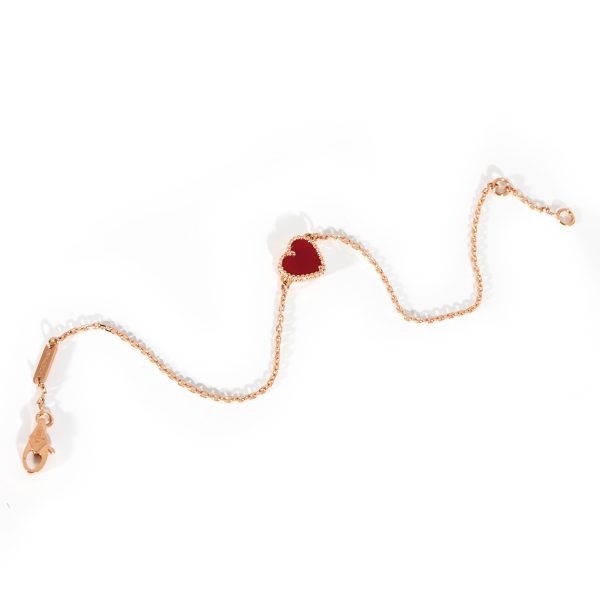 132231 pv Van Cleef Arpels Sweet Alhambra Bracelet With Carnelian Heart in 18KT Gold