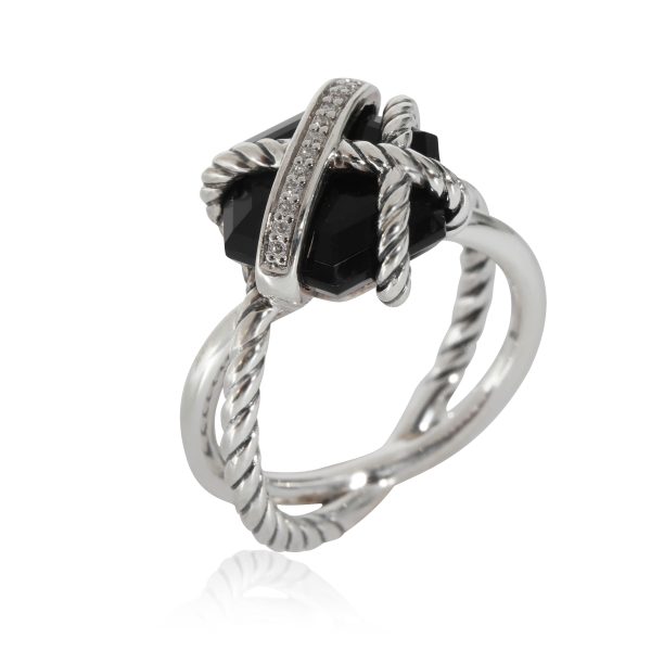 132233 pv 0c0749a6 9b48 49d9 b02a 37959c54157d David Yurman Cable Wrap Onyx Diamond Ring in Sterling Silver 003 CTW