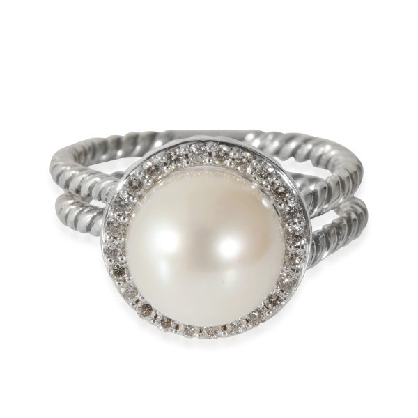 David Yurman Cable Collection Pearl Ring in Sterling Silver 02 CTW David Yurman Cable Collection Pearl Ring in Sterling Silver 02 CTW