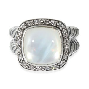 David Yurman Albion Moonstone Ring in Sterling Silver Prada Leather Tri fold Wallet Black