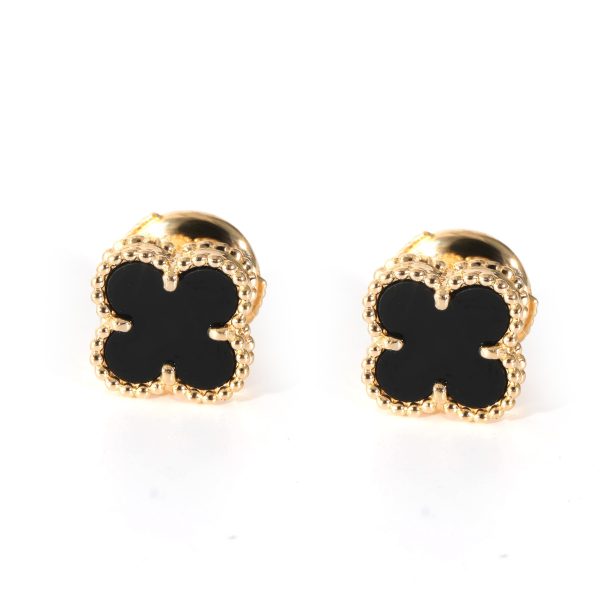 Van Cleef Arpels Sweet Alhambra Onyx Earrings in 18k Yellow Gold Van Cleef Arpels Sweet Alhambra Onyx Earrings in 18k Yellow Gold