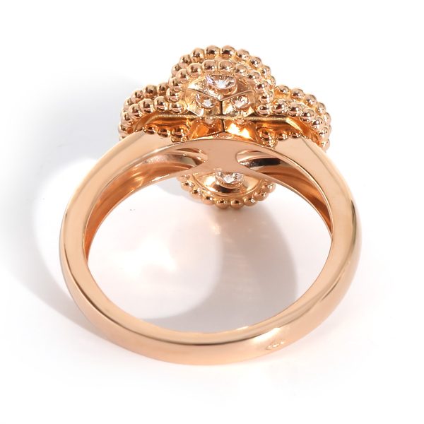 132392 bv 9d7db9cc 5613 43f5 8bb8 cf54a00a01e6 Van Cleef Arpels Alhambra Diamond Ring in 18k Rose Gold 048 CTW