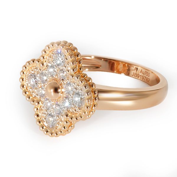 132392 sv 8aa98e3c 01fa 4311 85f4 cfa357d278d7 Van Cleef Arpels Alhambra Diamond Ring in 18k Rose Gold 048 CTW