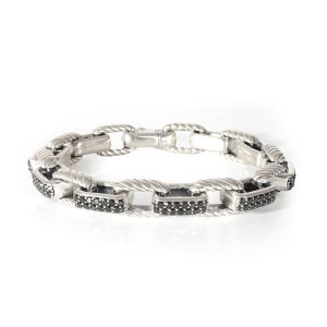 David Yurman Royal Cord Bracelet in Sterling Silver 7 Black Diamonds 31 Ctw Louis Vuitton Monogram Multicolor Boulogne Shoulder Bag White