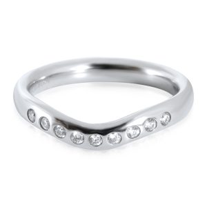 Tiffany Co Elsa Peretti Band in Platinum 01 CTW David Yurman Chalcedony Cable Bangle in Sterling Silver 18K Yellow Gold