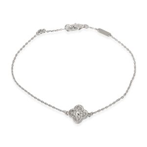 Van Cleef Arpels Sweet Alhambra Diamond Bracelet in 18k White Gold 008 CTW Chanel Chocolate Bar Chain Shoulderbag Leather Brown