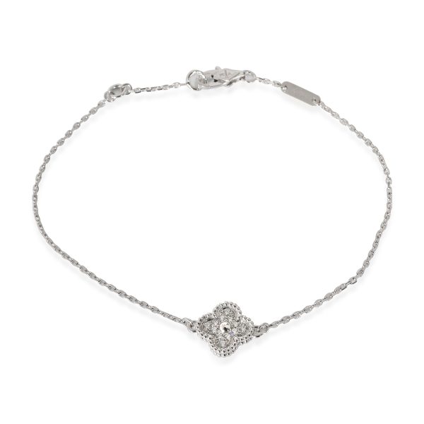 Van Cleef Arpels Sweet Alhambra Diamond Bracelet in 18k White Gold 008 CTW Van Cleef Arpels Sweet Alhambra Diamond Bracelet in 18k White Gold 008 CTW