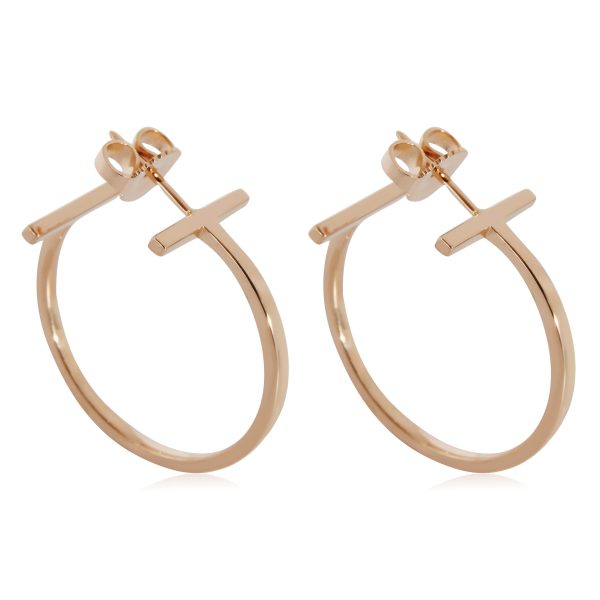 132580 sv Tiffany Co T Hoop Earrings in 18k Rose Gold