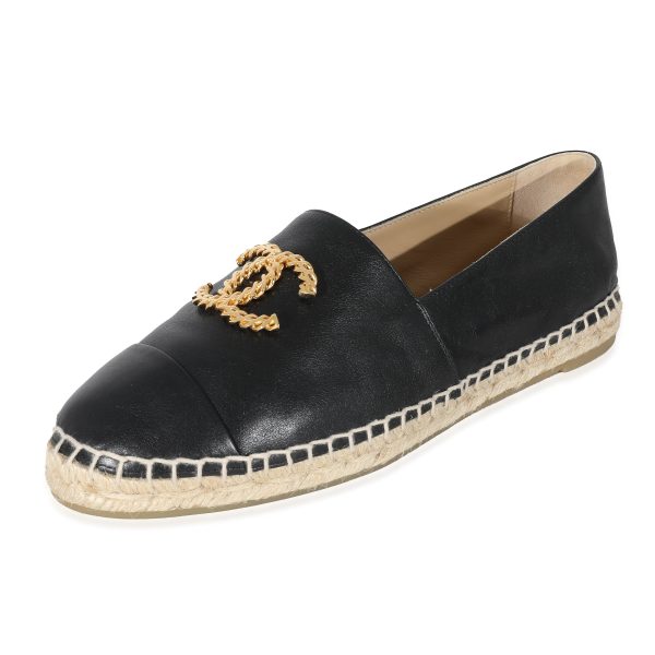 132692 bv Chanel Black Lambskin Gold CC Espadrilles