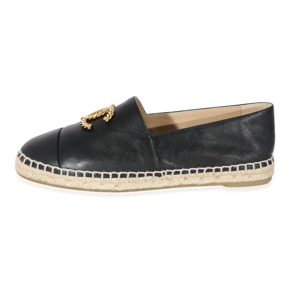 Chanel Black Lambskin Gold CC Espadrilles Chanel Black Lambskin Gold CC Espadrilles