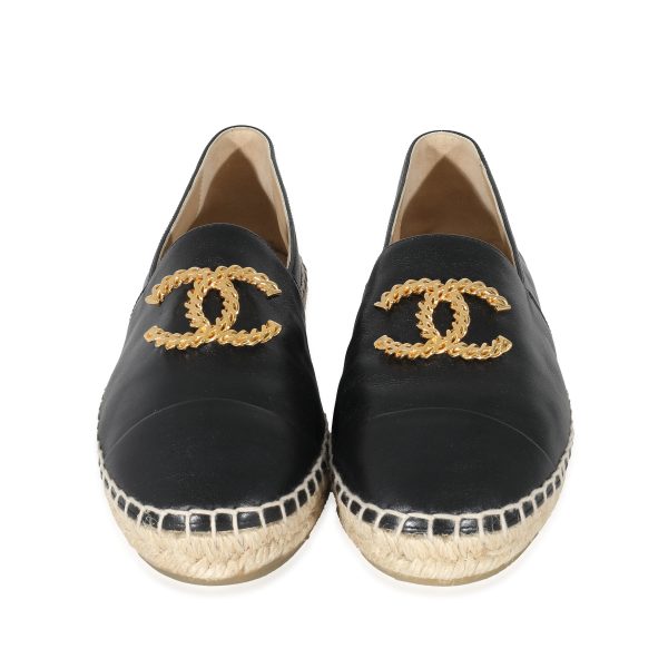 132692 pv Chanel Black Lambskin Gold CC Espadrilles