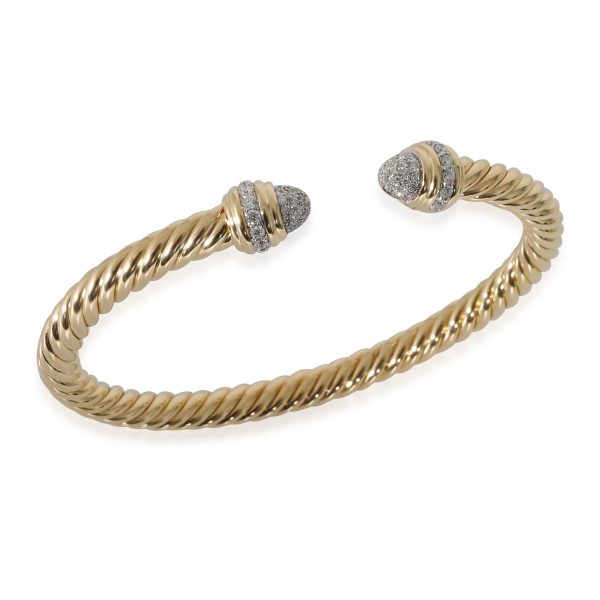 132693 bv David Yurman Cable Bracelet With Pave Diamonds 046 CTW in 18k Yellow Gold