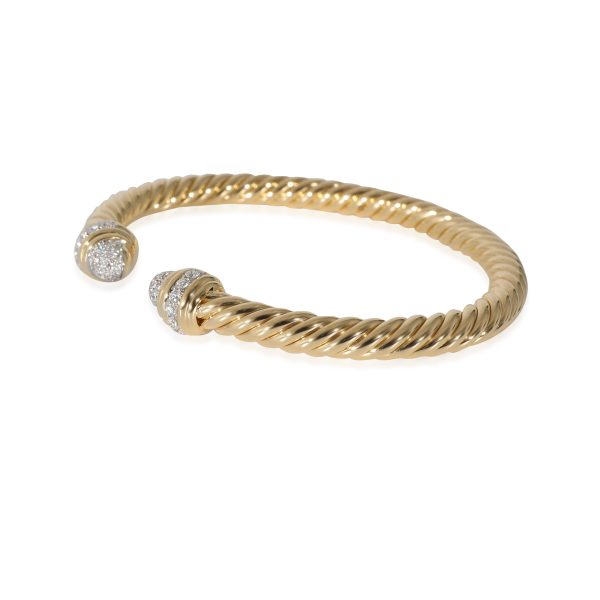 David Yurman Cable Bracelet With Pave Diamonds 046 CTW in 18k Yellow Gold David Yurman Cable Bracelet With Pave Diamonds 046 CTW in 18k Yellow Gold