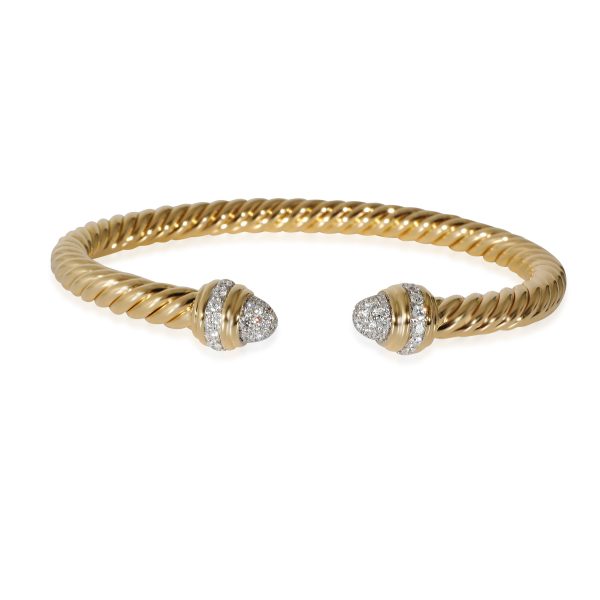 132693 sv David Yurman Cable Bracelet With Pave Diamonds 046 CTW in 18k Yellow Gold