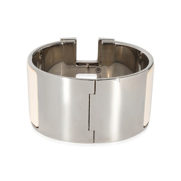 132694 pv fc12ceb9 7848 476d 95c8 7d9749b6fe80 Hermès Clic Clac Palladium Plated Wide Bracelet in Creme