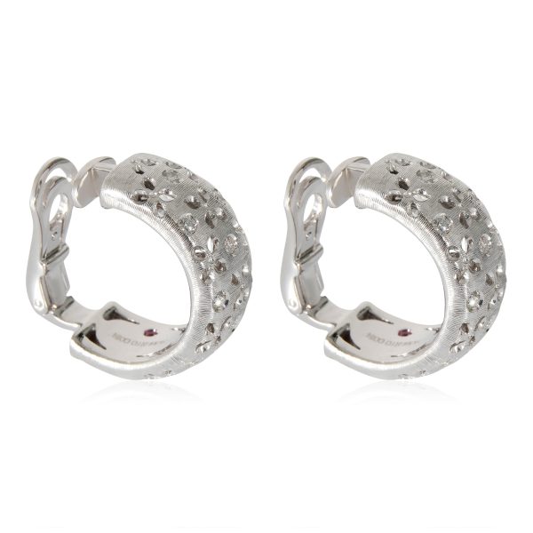 132701 sv Roberto Coin Granada Clip On Hoop Earrings in 18k White Gold 38 Ctw