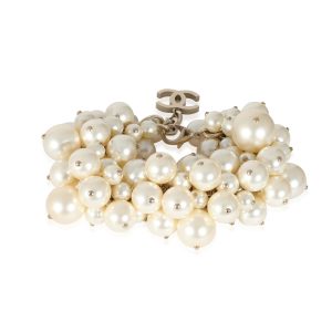 Chanel 2013 Gold Plated Large Faux Pearl Cluster Bracelet Chanel Mademoiselle Chain Shoulder Bag Black