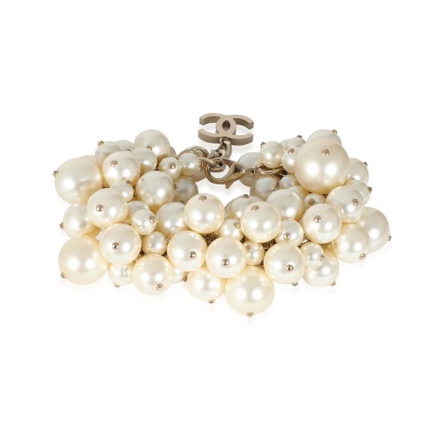 Chanel 2013 Gold Plated Large Faux Pearl Cluster Bracelet Chanel 2013 Gold Plated Large Faux Pearl Cluster Bracelet