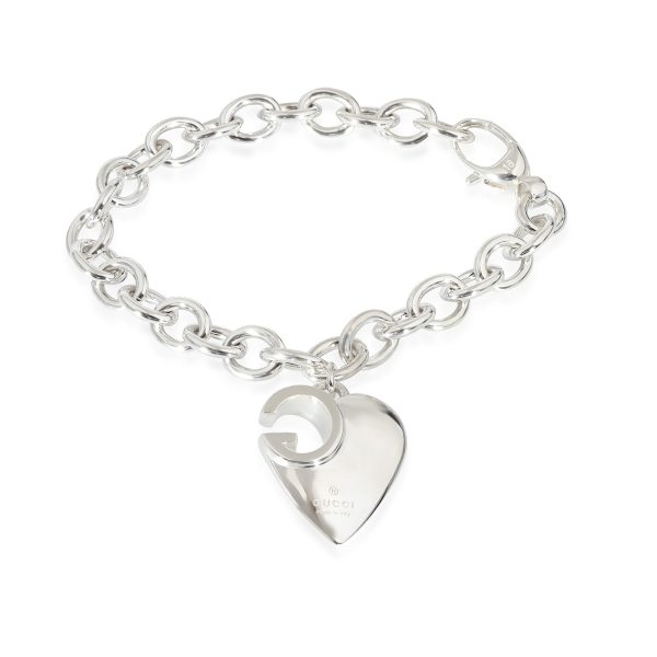 132932 bv Gucci GG Cutout Heart Charm Bracelet in Sterling Silver