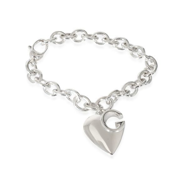 Gucci GG Cutout Heart Charm Bracelet in Sterling Silver Gucci GG Cutout Heart Charm Bracelet in Sterling Silver