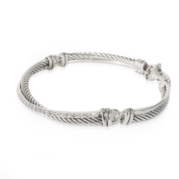 133003 sv David Yurman Crossover Diamond Bracelet in Sterling Silver 043 CTW