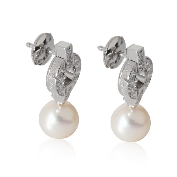 133199 bv Cartier Himalia Pearl Diamond Earrings in 18 Karat White Gold 043 CTW