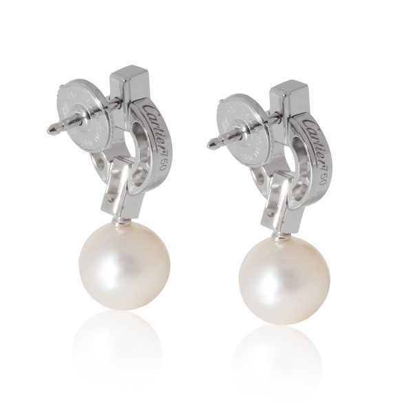 133199 sv Cartier Himalia Pearl Diamond Earrings in 18 Karat White Gold 043 CTW