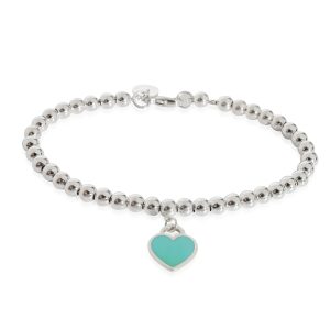 Tiffany Co Return To Tiffany Blue Enamel Heart Bracelet in Sterling Silver Cart