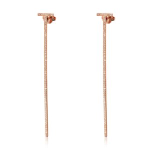 Tiffany Co Tiffany T Elongated Wire Bar Earrings in 18K Rose Gold 047 CTW Louis Vuitton Monogram Sologne Shoulder Bag Multicolor