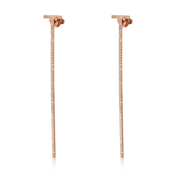 Tiffany Co Tiffany T Elongated Wire Bar Earrings in 18K Rose Gold 047 CTW Tiffany Co Tiffany T Elongated Wire Bar Earrings in 18K Rose Gold 047 CTW